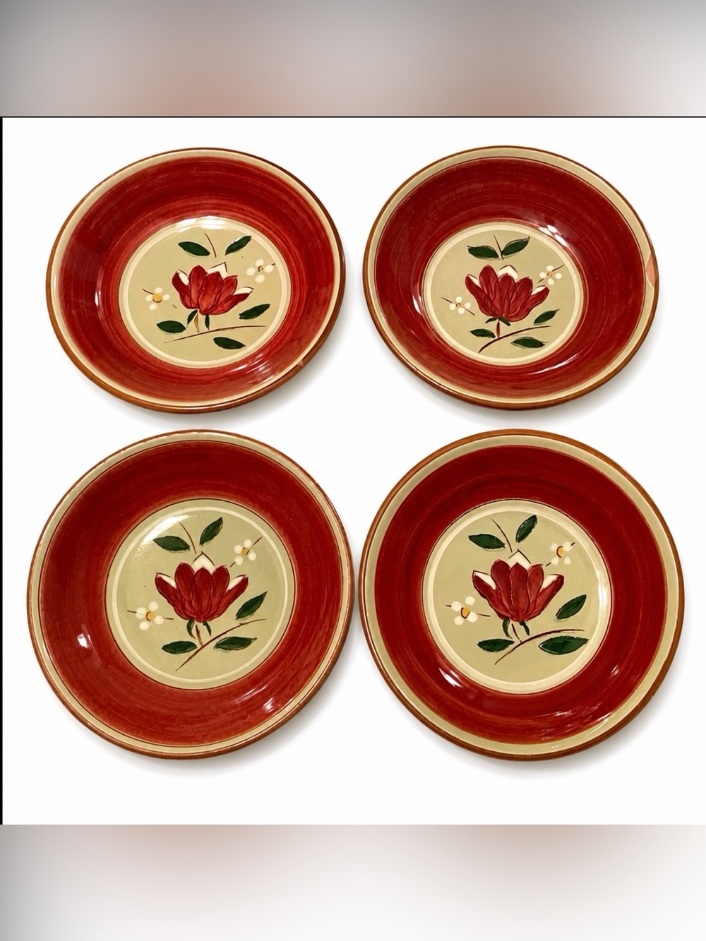 Stangl Pottery 'Magnolia' Fruit Dessert Sauce Bowl Set Mid Century Modern *Read